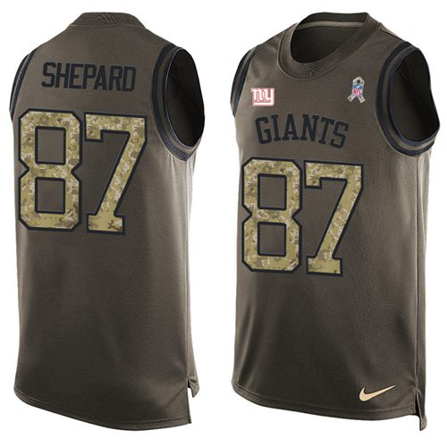 Nike Giants #87 Sterling Shepard Green Men's Stitched NFL Limited Salute To Service Tank Top Jersey - Click Image to Close
